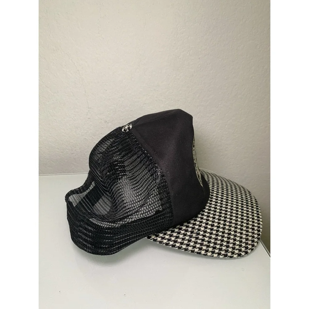 Vintage Trucker Hat Checkered Black White Texas Polygraph Investigator Snap Back